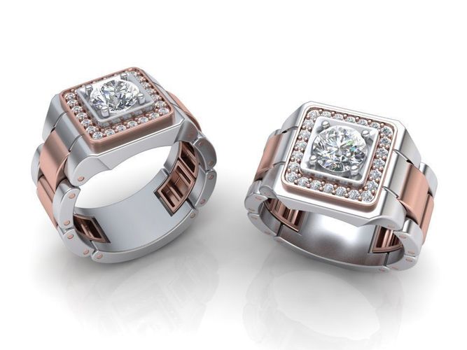 Signet Men ring  Watches design ring  printable 3d model N0304  3D print model