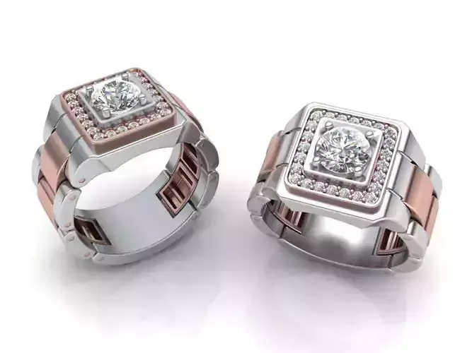 Signet Men ring  Watches design ring  printable 3d model N0304 