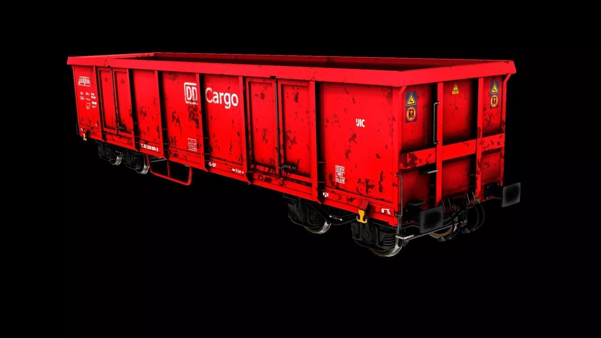 Offener Eisenbahn Gueterwagen 3D model_1