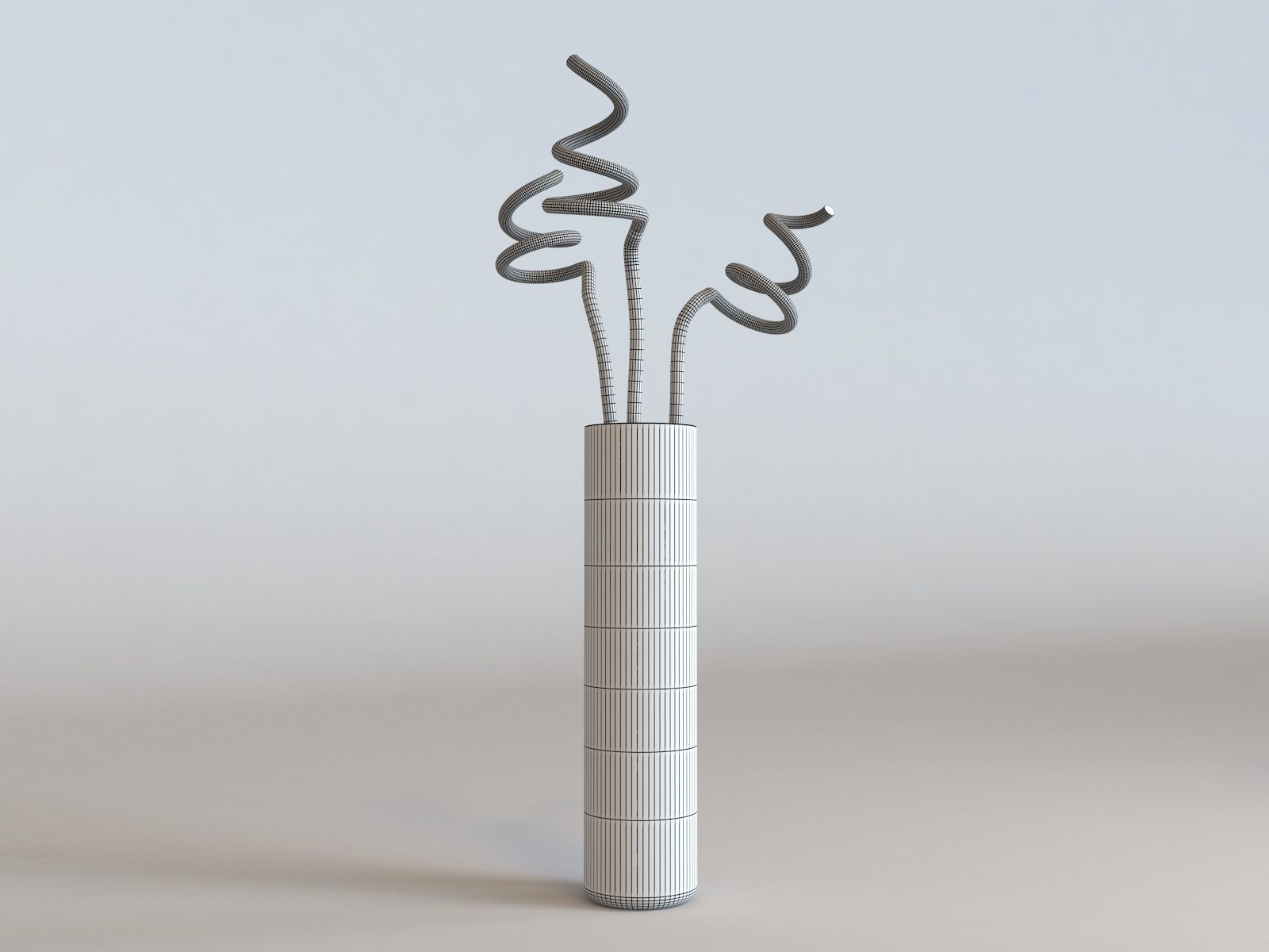 Bamboo in Vase Low-poly 3D model_3