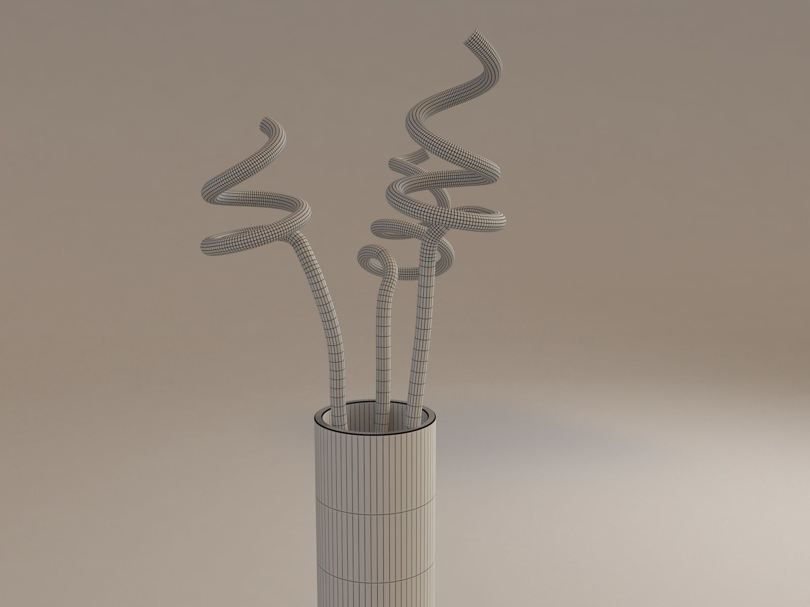 Bamboo in Vase Low-poly 3D model_5