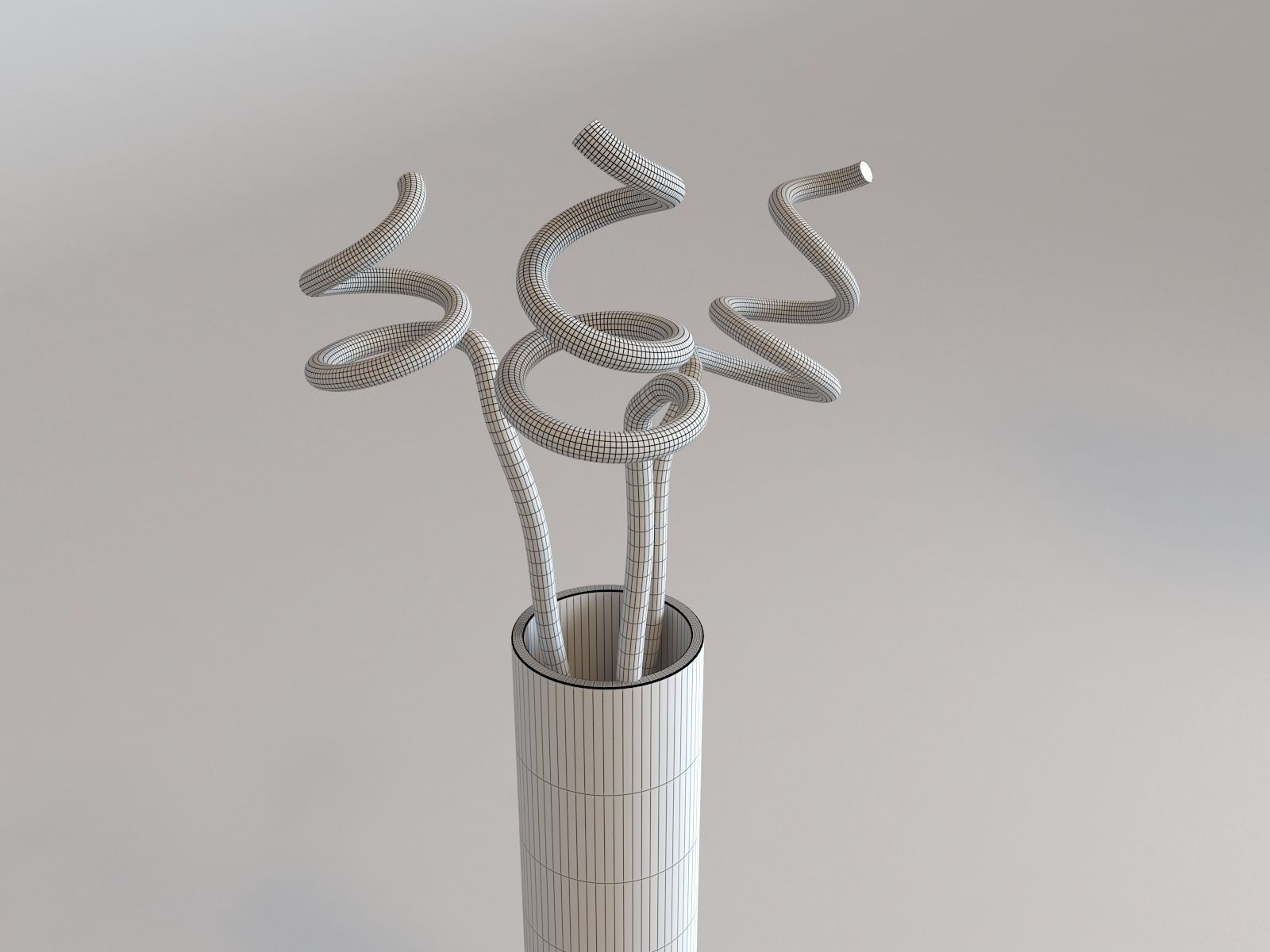 Bamboo in Vase Low-poly 3D model_1