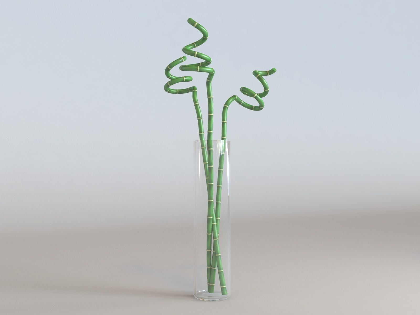 Bamboo in Vase Low-poly 3D model_2
