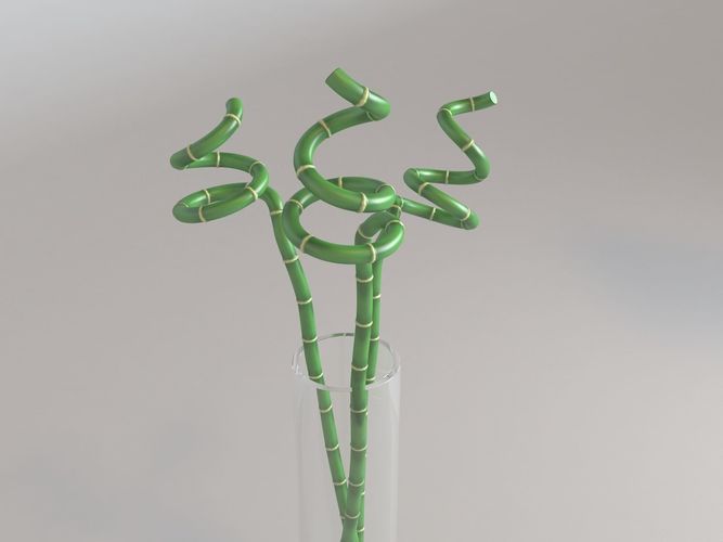 Bamboo in Vase Low-poly 3D model