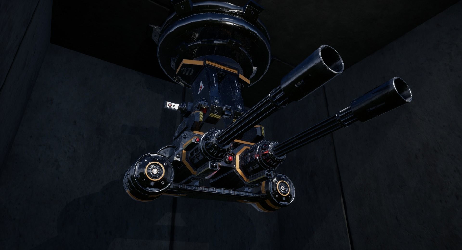 Turret PBR Game Ready machine gun Low-poly 3D model_9