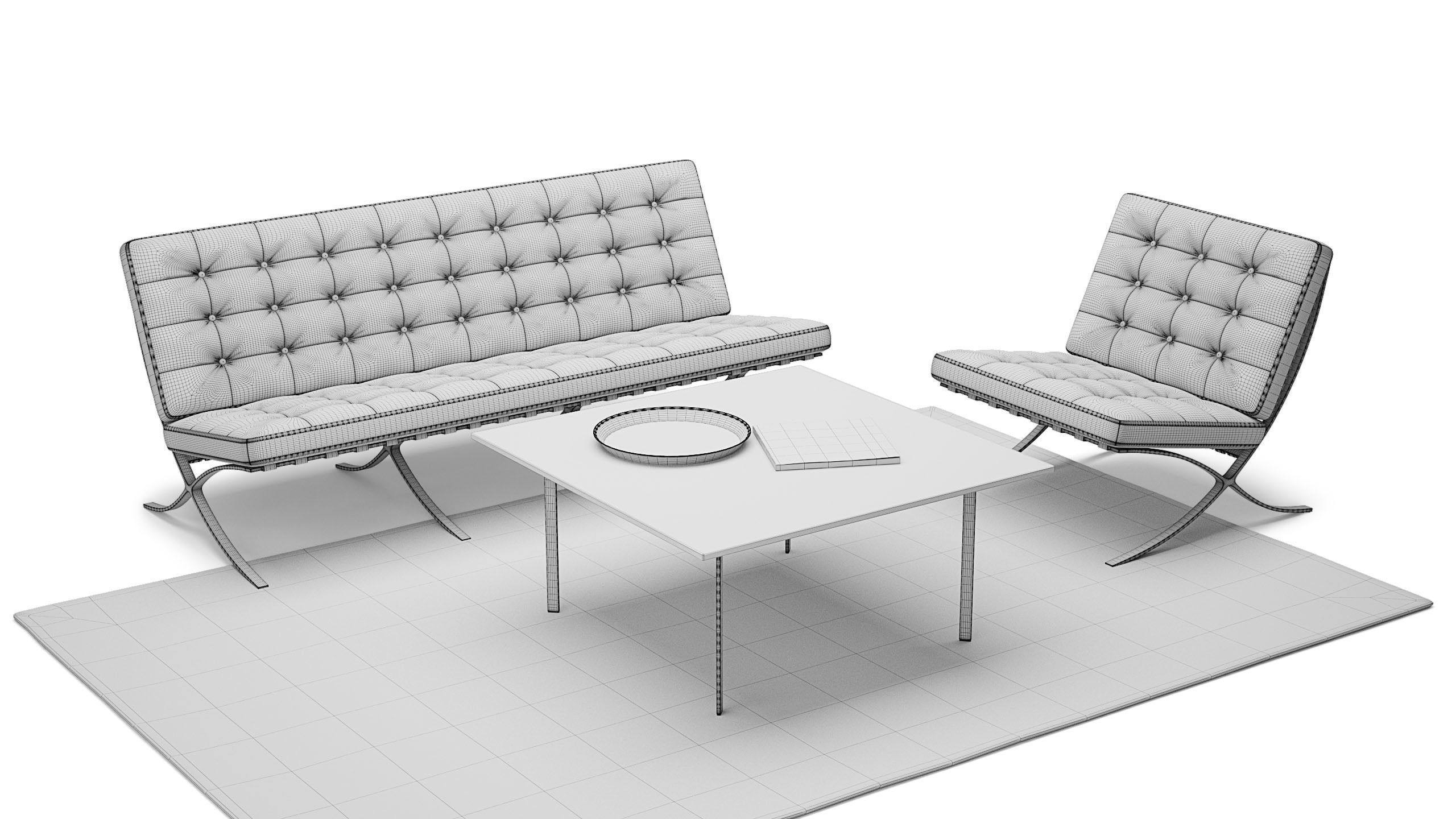 Barcelona set lounge 3D model_7