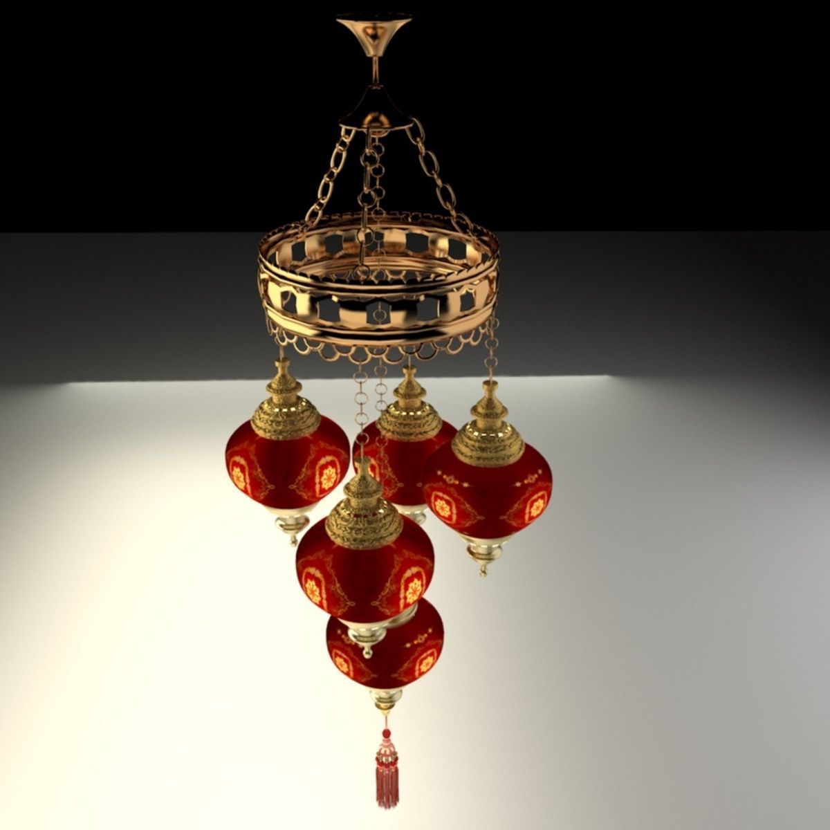 Chinese red lantern 3D model_1