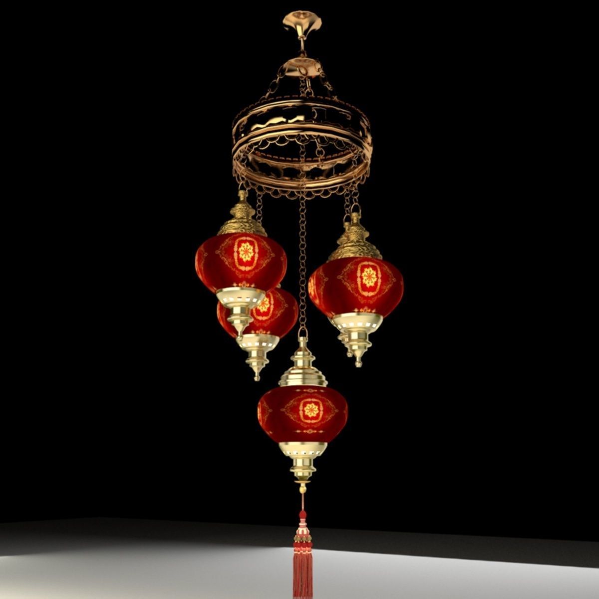 Chinese red lantern 3D model_4