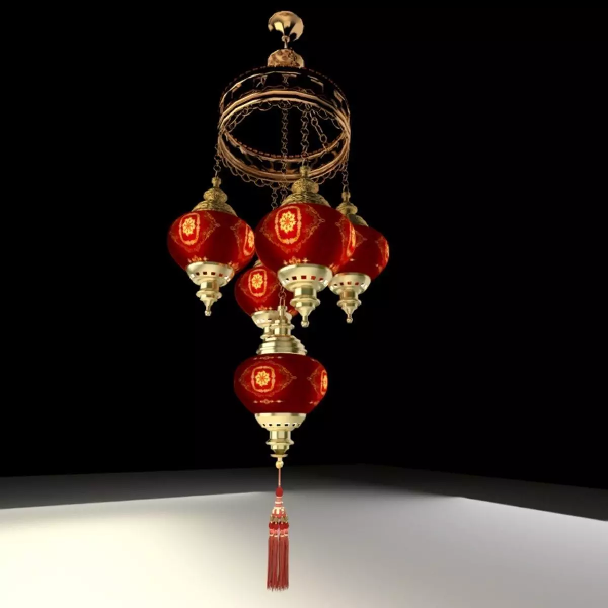 Chinese red lantern 3D model_0
