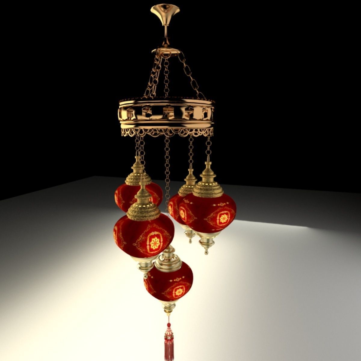 Chinese red lantern 3D model_3