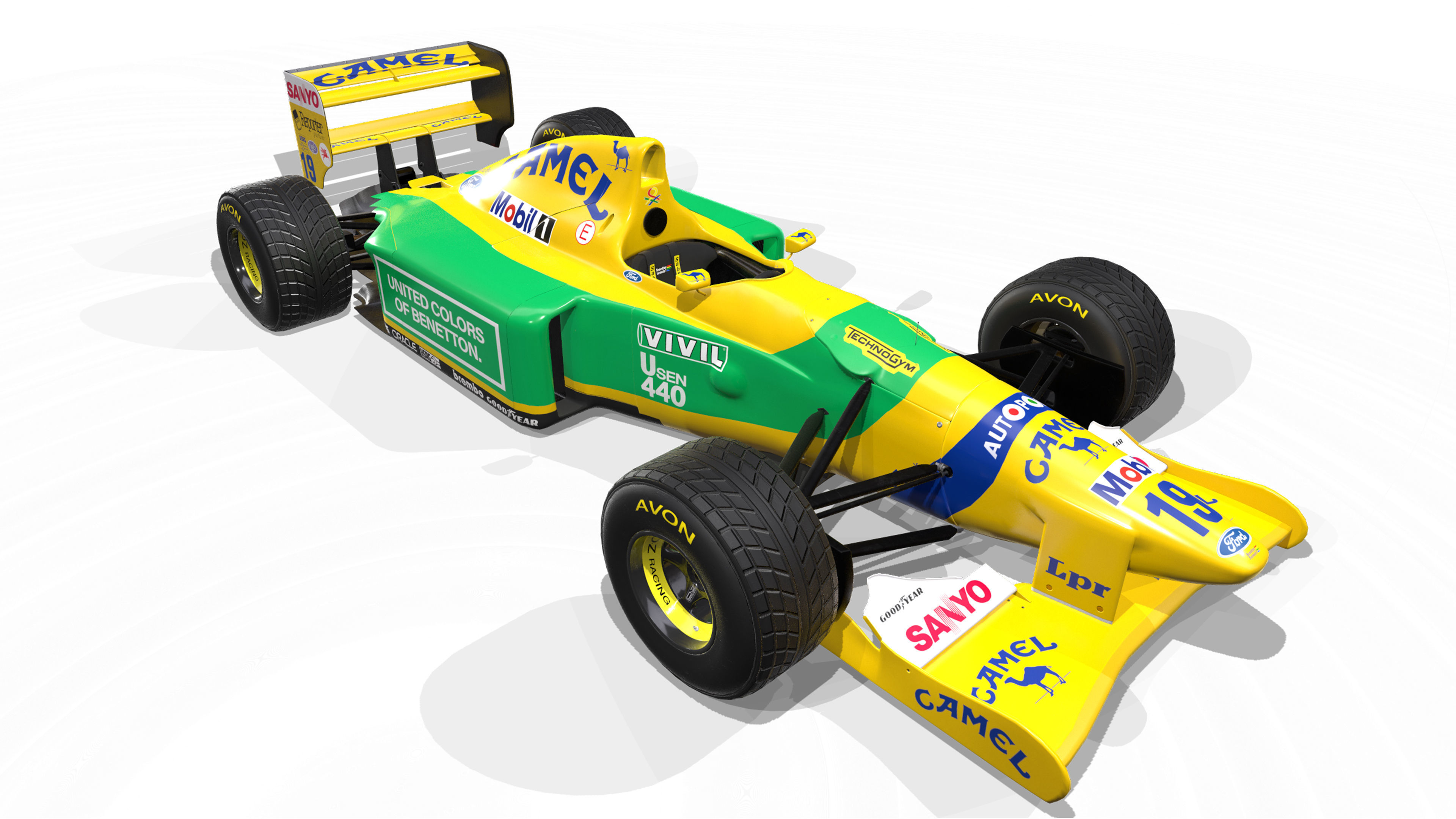 1992 Benetton B192 F1 Race Car Low-poly 3D model_5