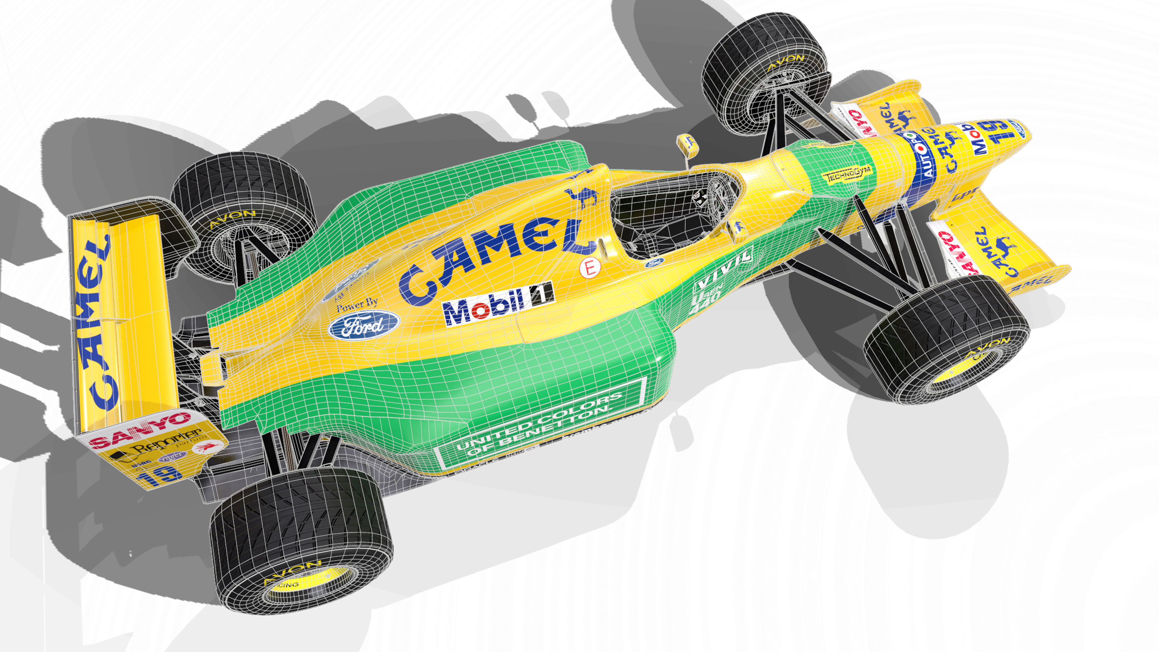 1992 Benetton B192 F1 Race Car Low-poly 3D model_16