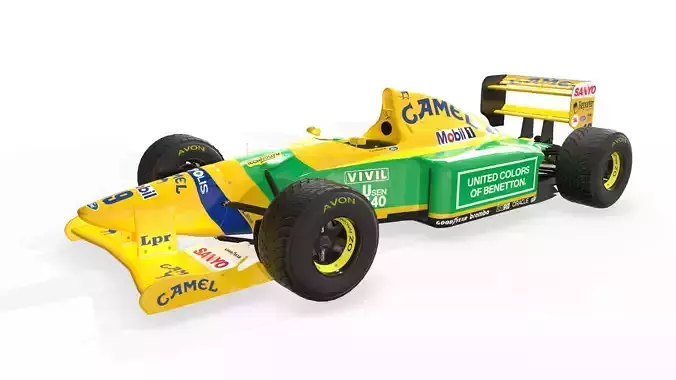 1992 Benetton B192 F1 Race Car Low-poly 3D model