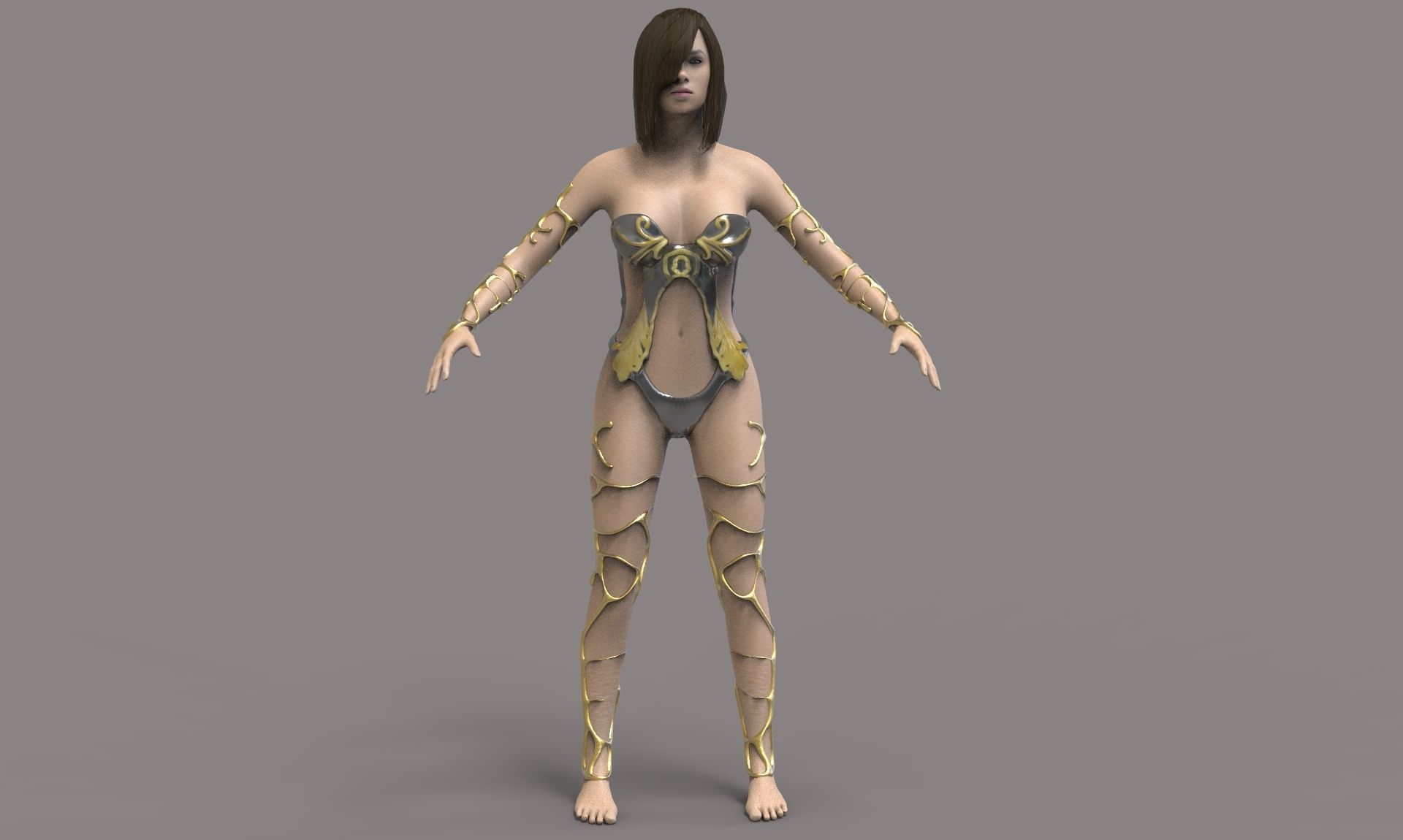 Warrior Girl Low-poly 3D model_9