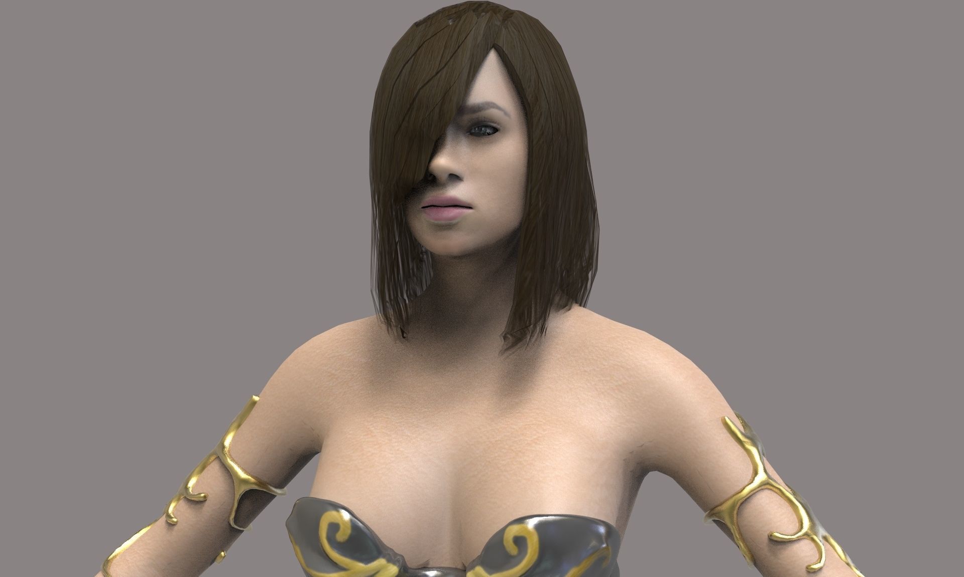 Warrior Girl Low-poly 3D model_3