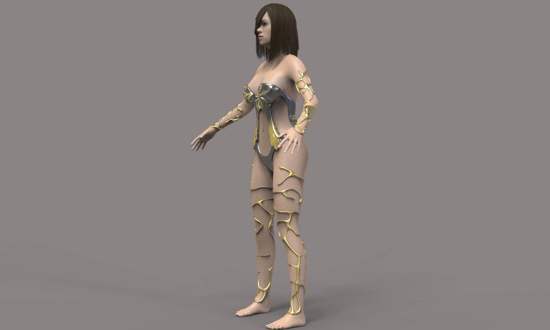 Warrior Girl Low-poly 3D model_6