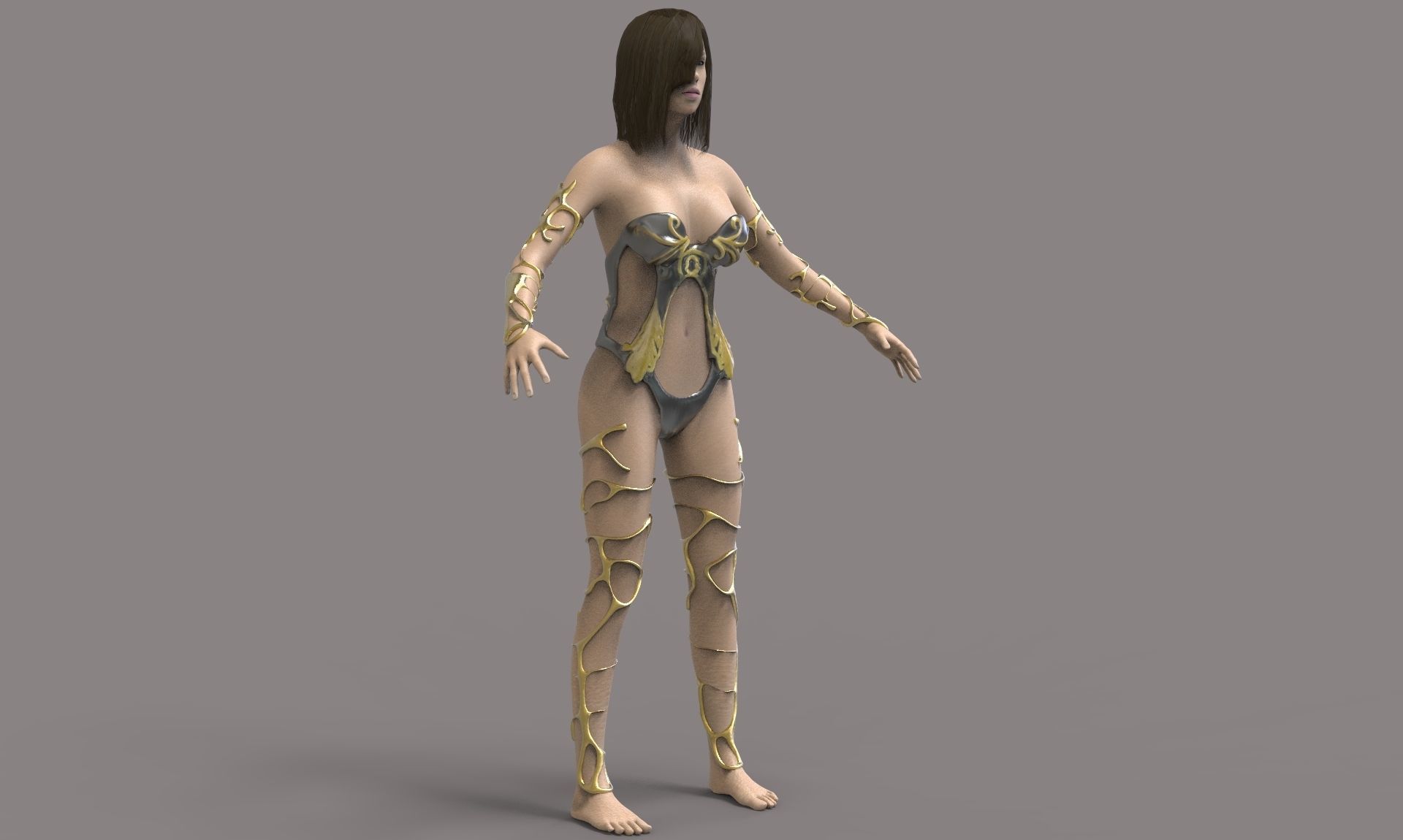 Warrior Girl Low-poly 3D model_8
