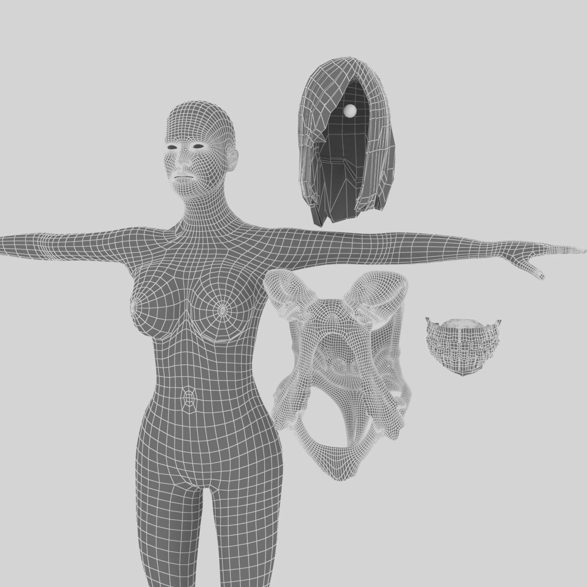 Warrior Girl Low-poly 3D model_10