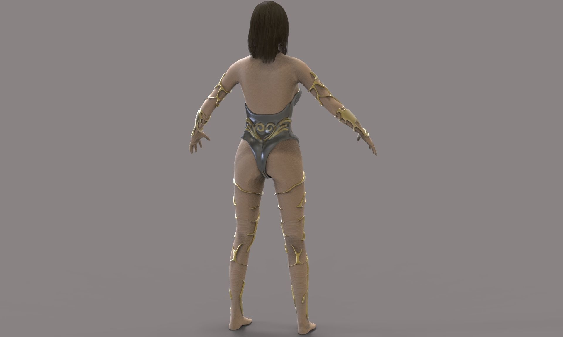 Warrior Girl Low-poly 3D model_7