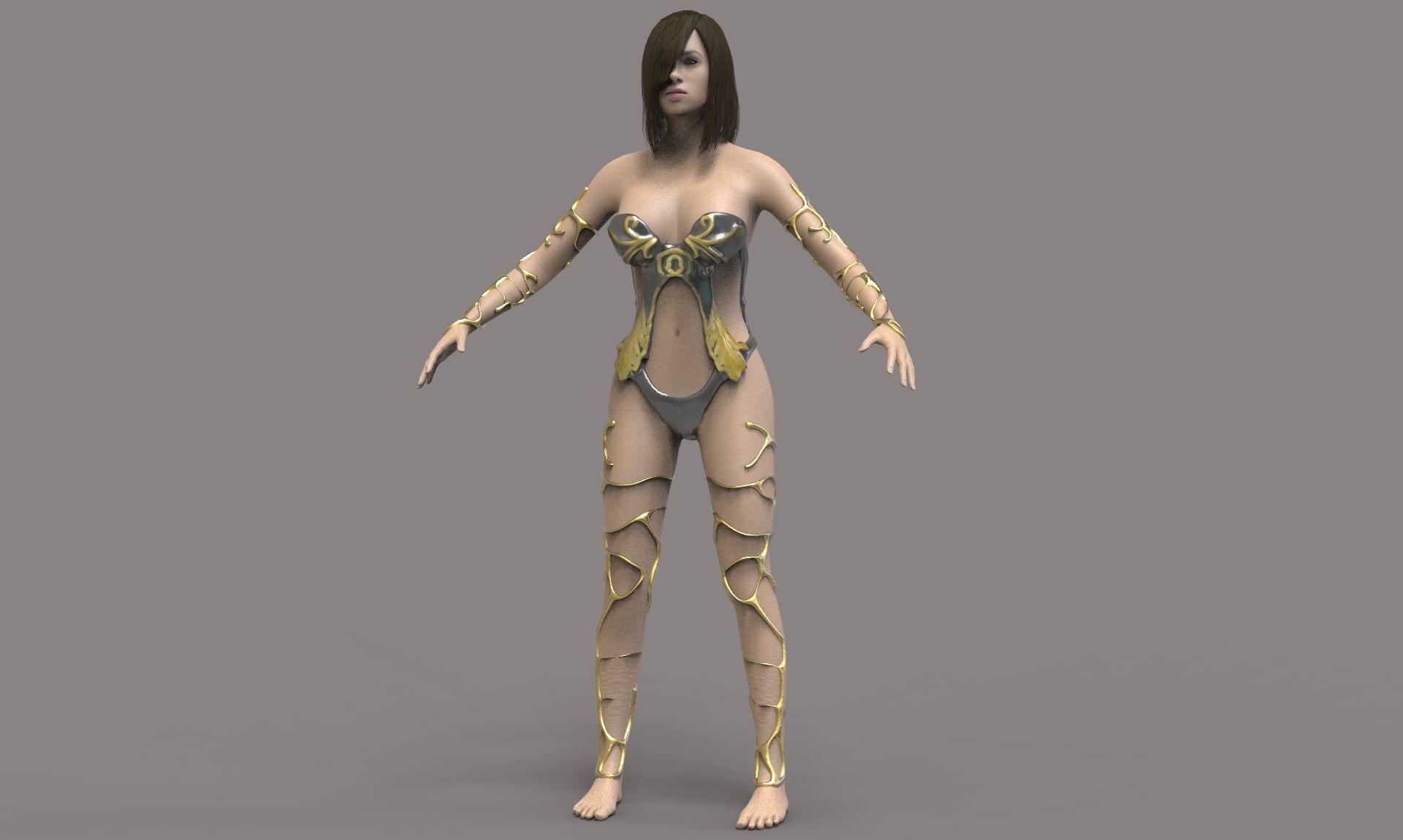 Warrior Girl Low-poly 3D model_5