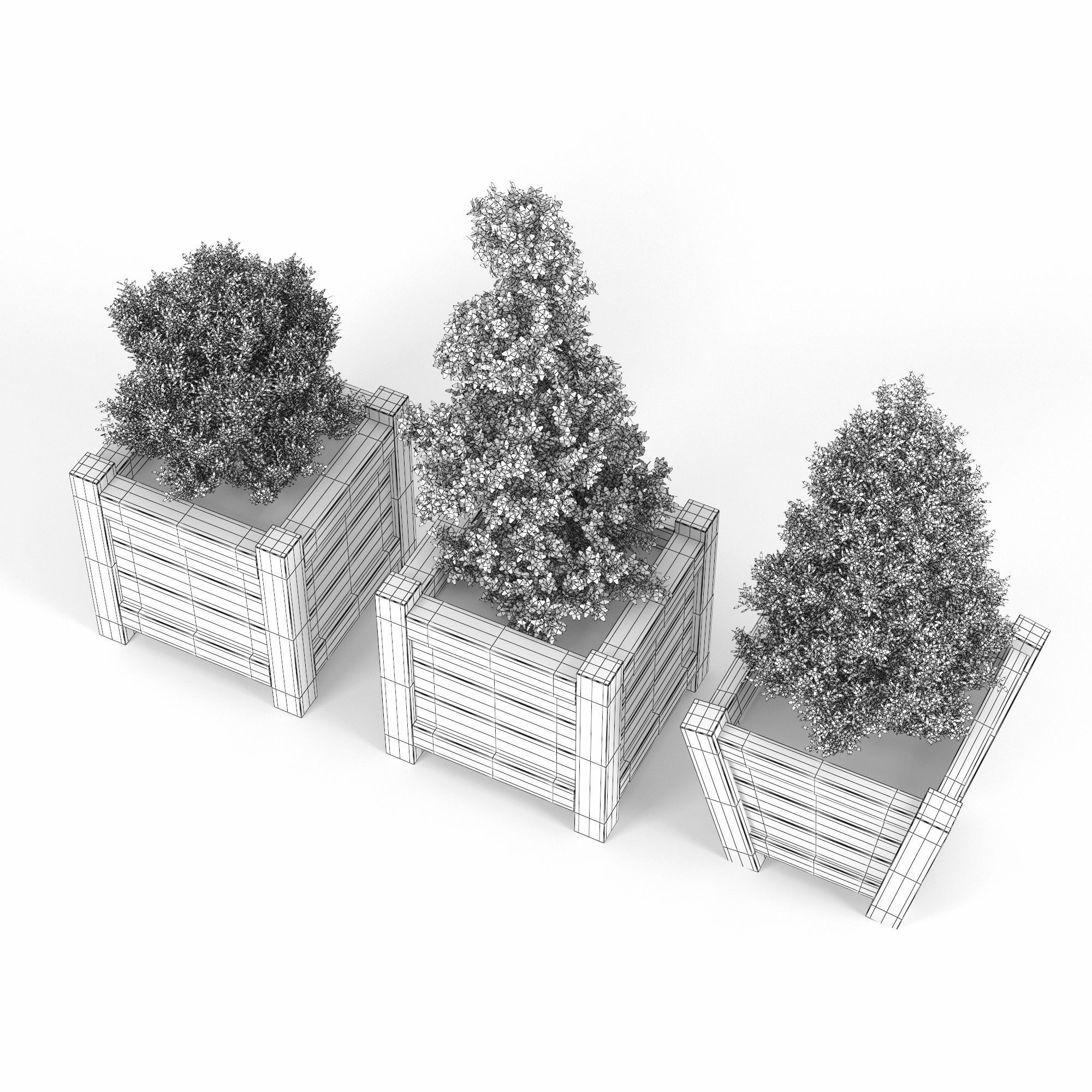 Buxus red pot 3D model_11