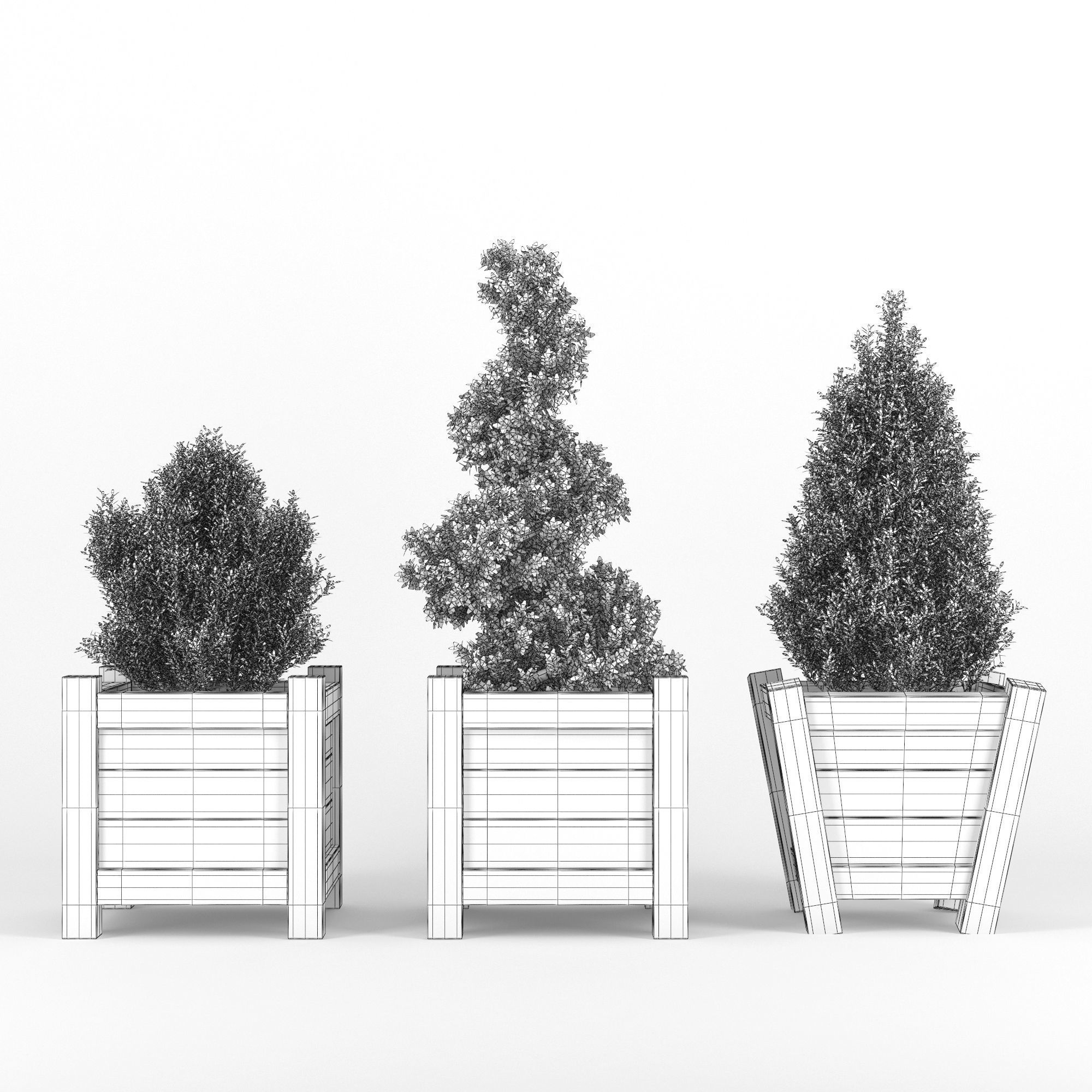 Buxus red pot 3D model_10