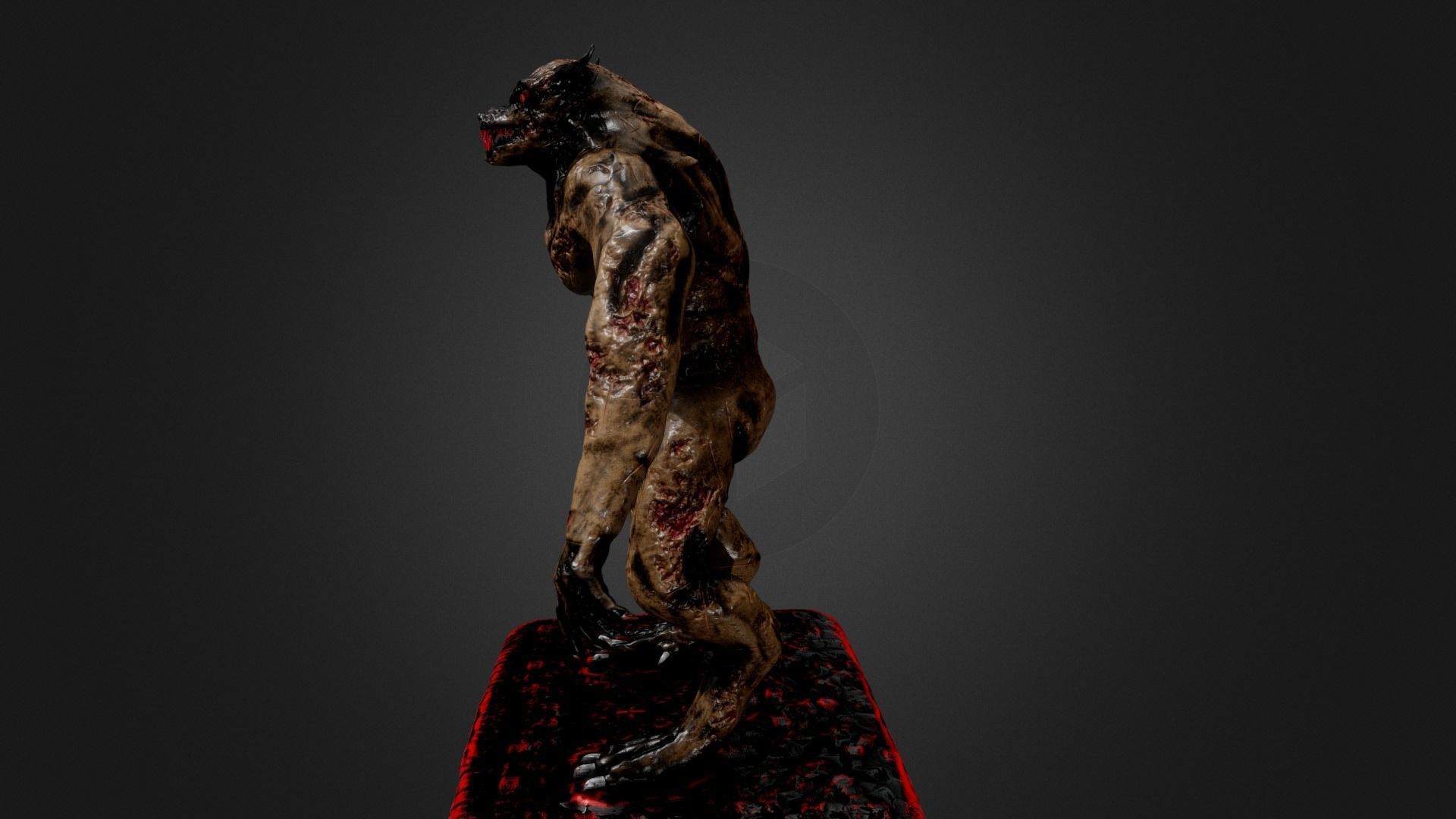 Werewolf skull Low-poly 3D model_2