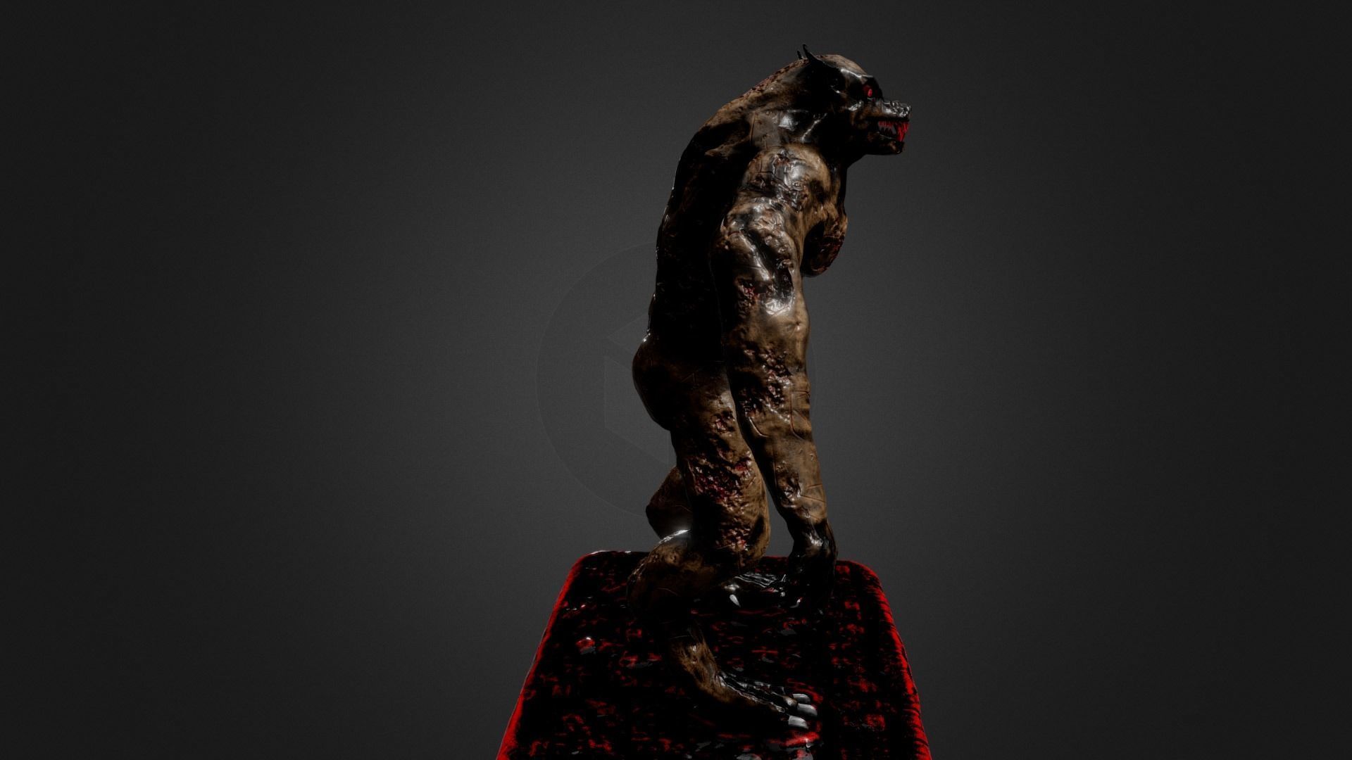 Werewolf skull Low-poly 3D model_1