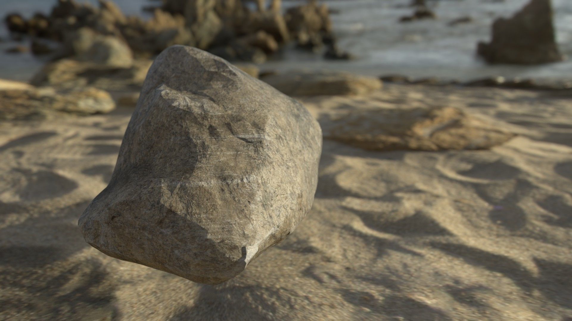 Low-poly Grey Rock - PBR 3D model_5
