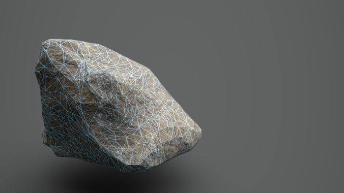 Low-poly Grey Rock - PBR 3D model