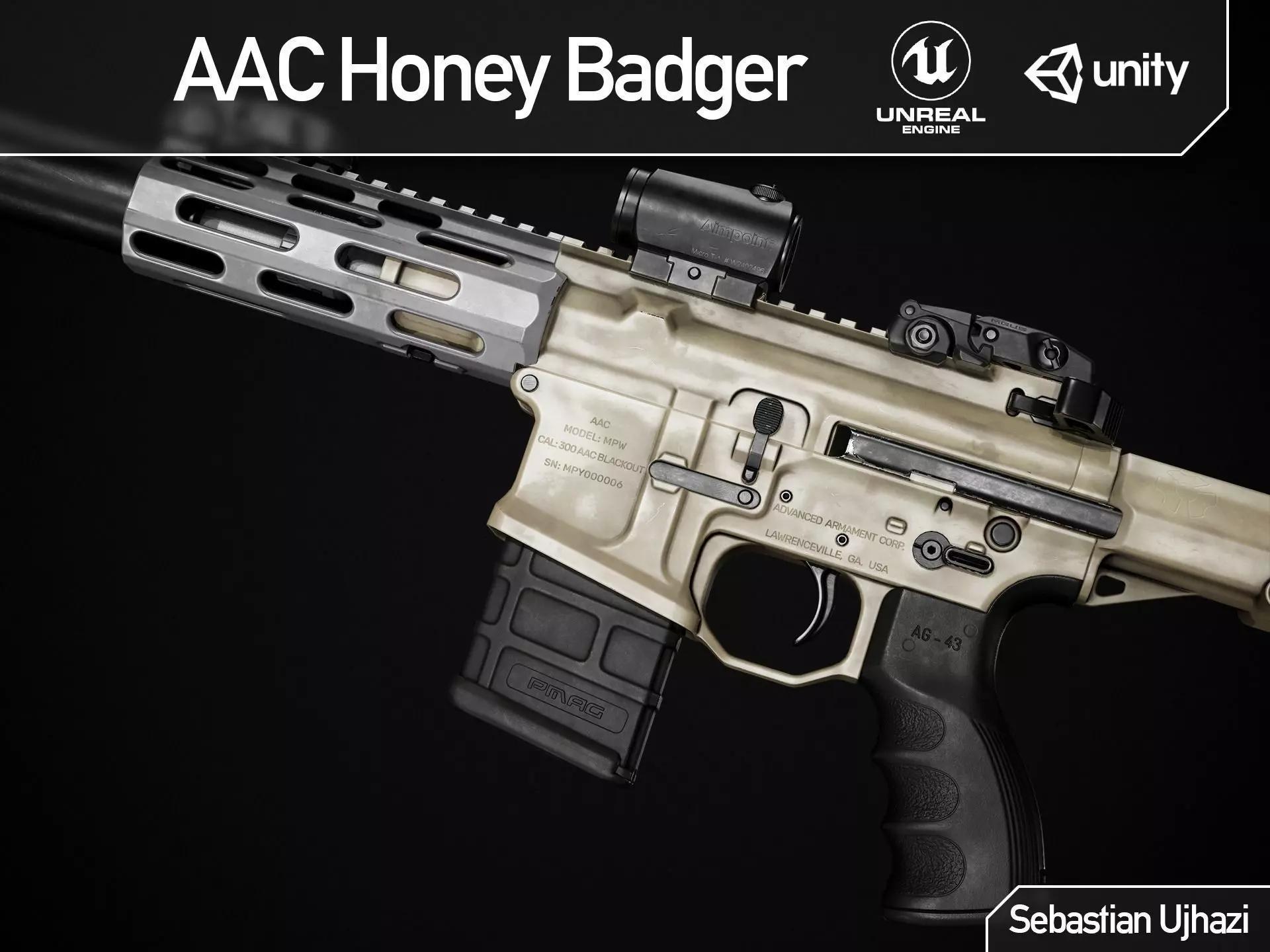 Q, Honey Badger, 2 stamp, SBR w/integrated Honey Badger 30 cal suppressor,  300 blk., image size:1920x1440