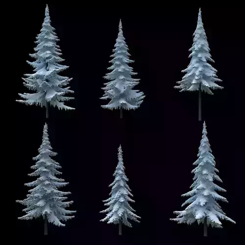 Snow-covered trees 3D model