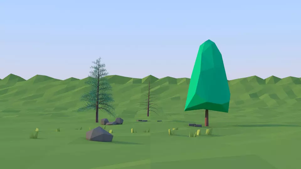 tree Red pine Low Poly Free low-poly 3D model_0