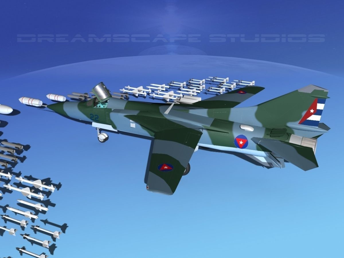 Mig-23 Fighter V26 Cuba 3D model_11