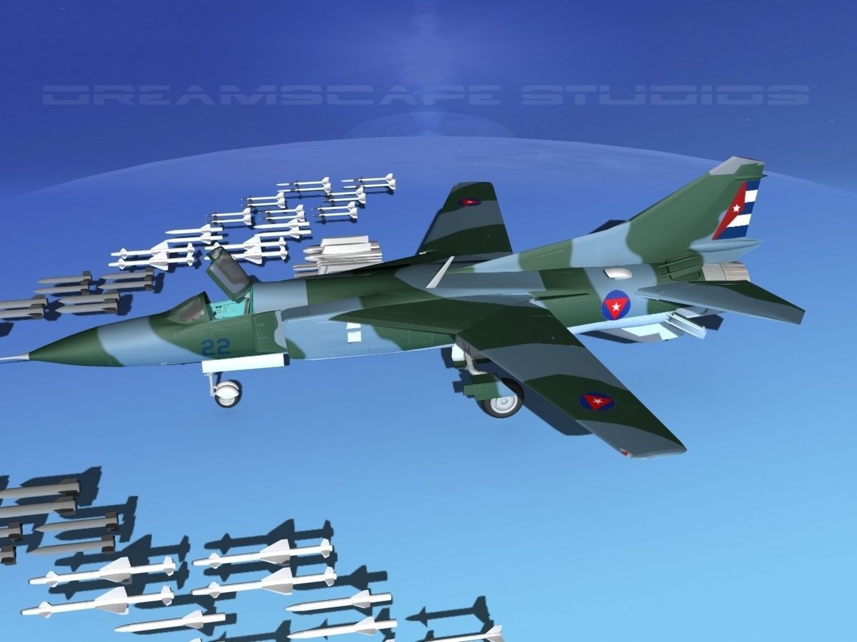 Mig-23 Fighter V26 Cuba 3D model_12