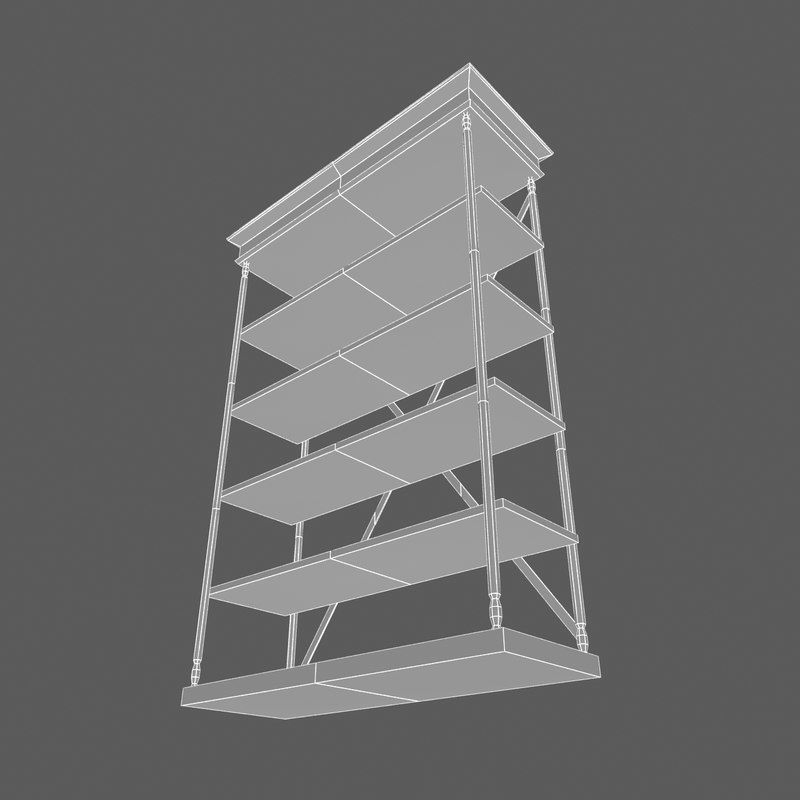 Wooden storage shelf 3D model_5