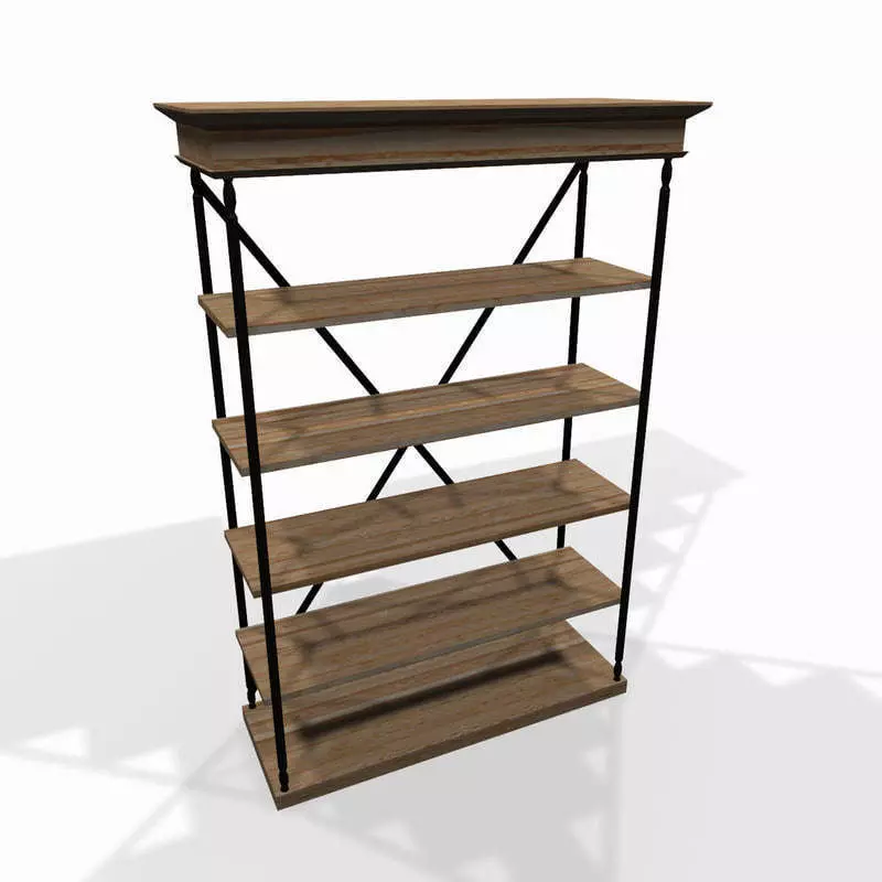Wooden storage shelf 3D model_0