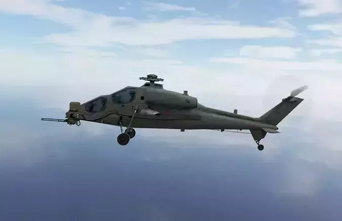 Agusta A129 Mangusta gunship helicpter Low-poly 3D model