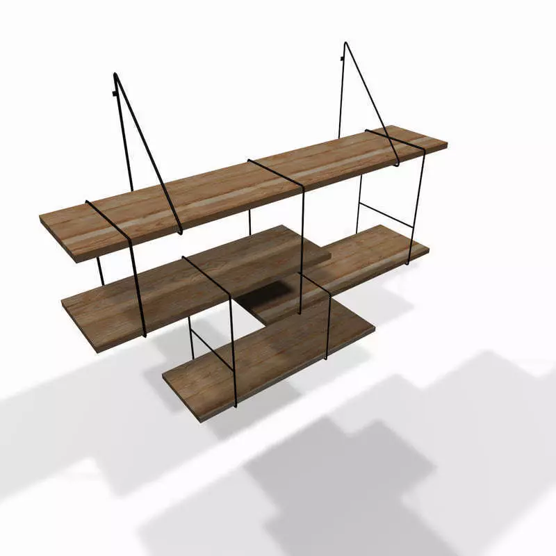Designer wooden wall shelf 3D model