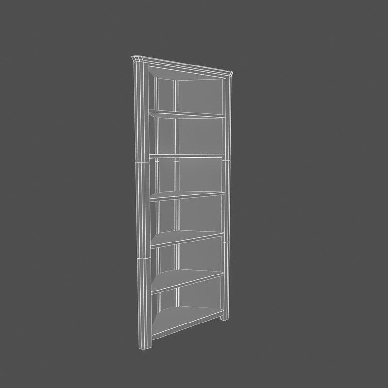 Wooden corner shelf 3D model_4