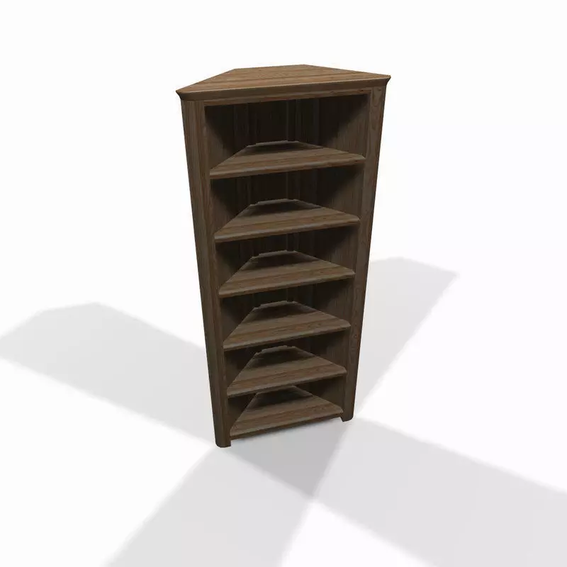 Wooden corner shelf 3D model_0