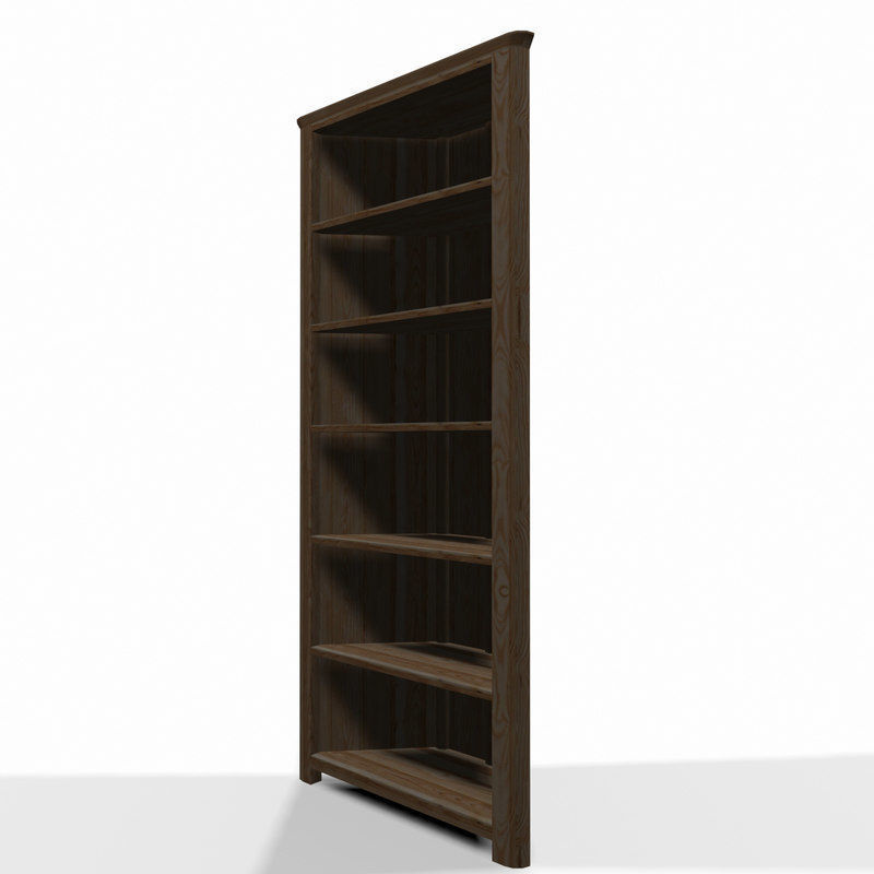 Wooden corner shelf 3D model_1