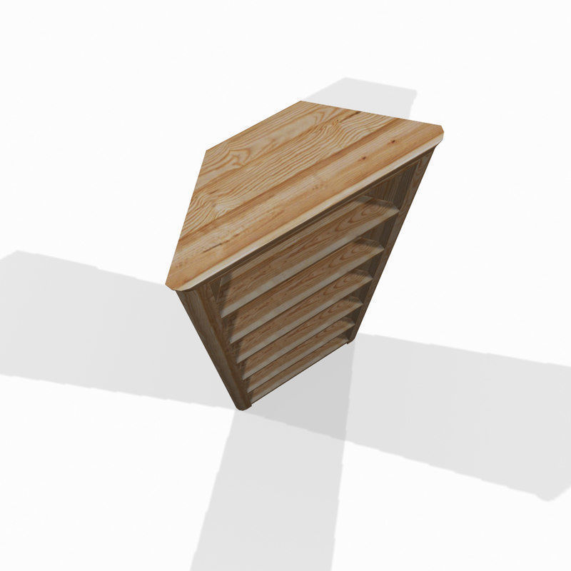 Wooden corner shelf 3D model_3