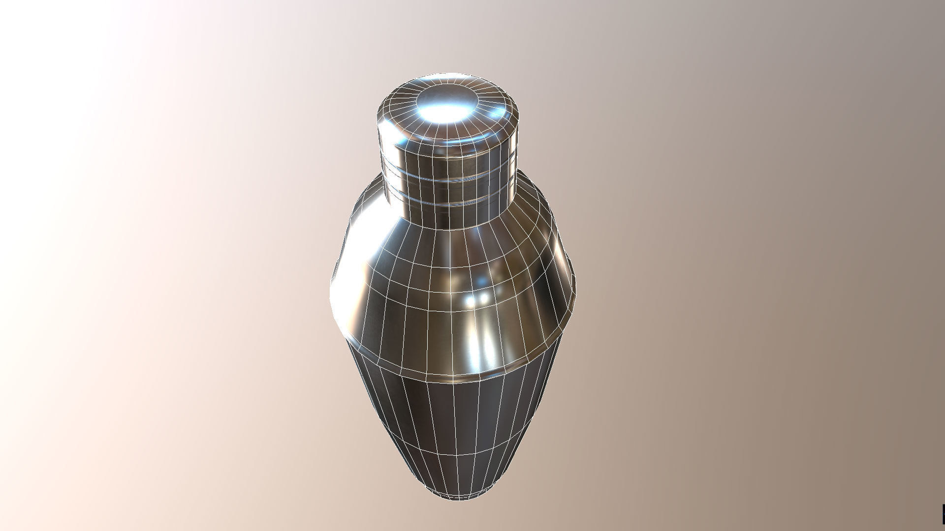 Shaker silver cocktail Low-poly 3D model_14