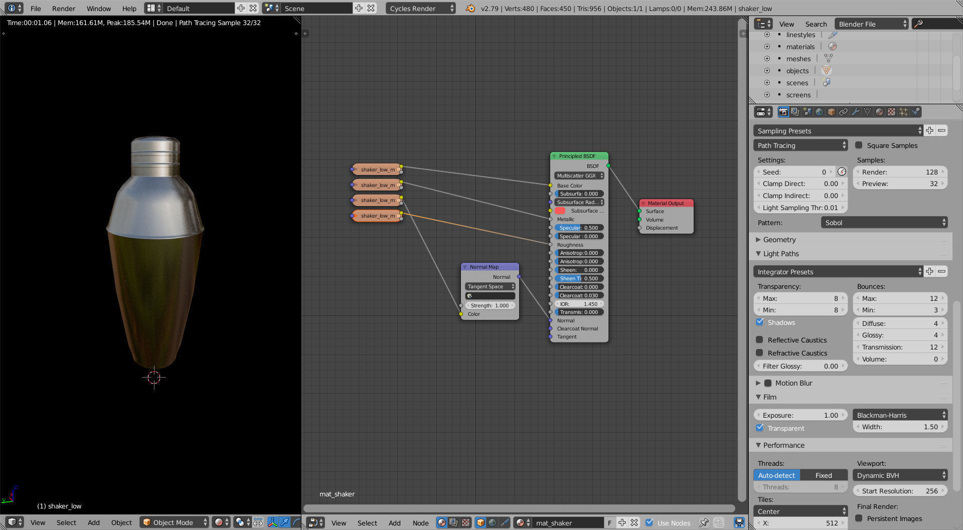 Shaker silver cocktail Low-poly 3D model_6