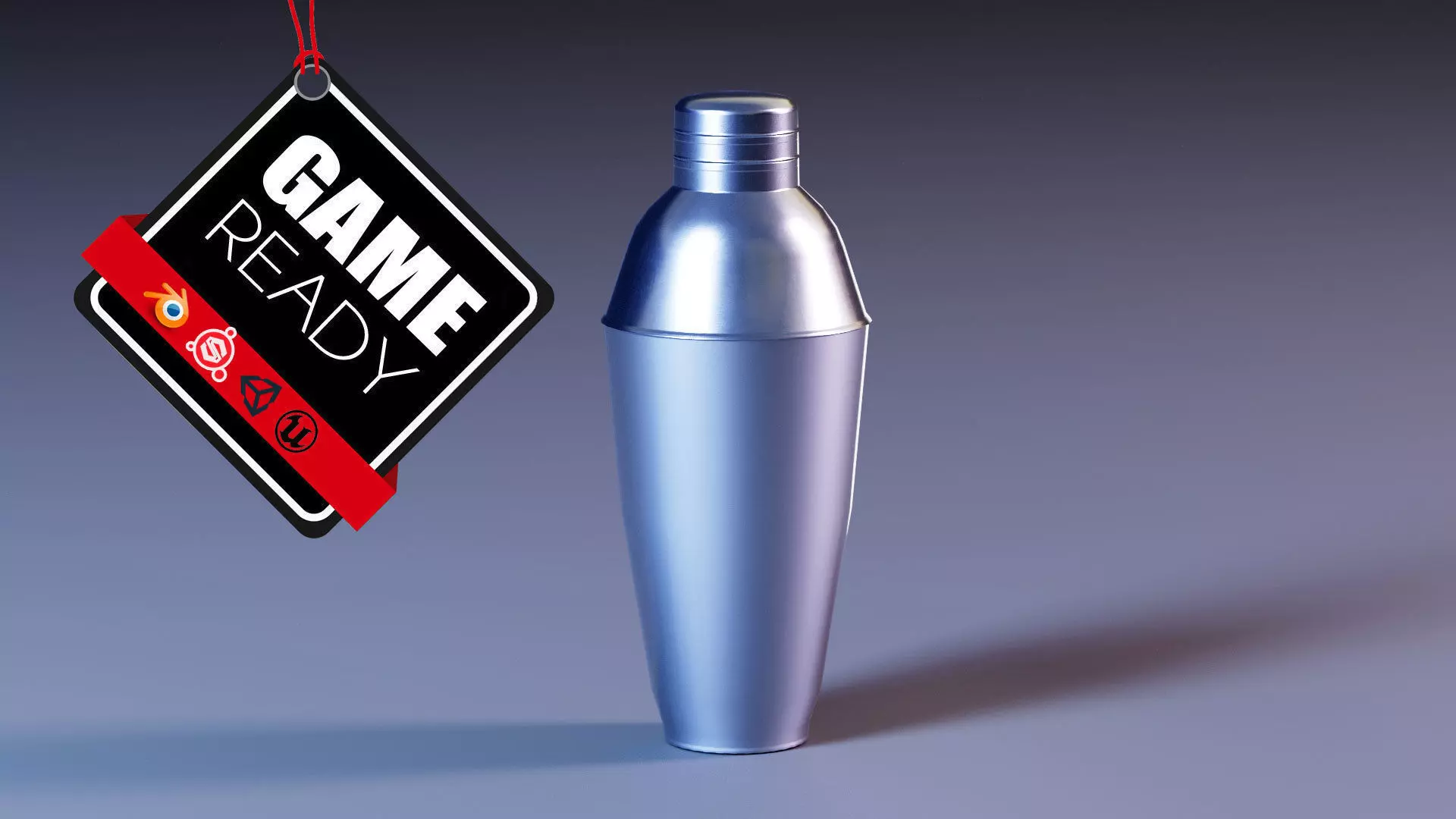 Shaker silver cocktail Low-poly 3D model_0