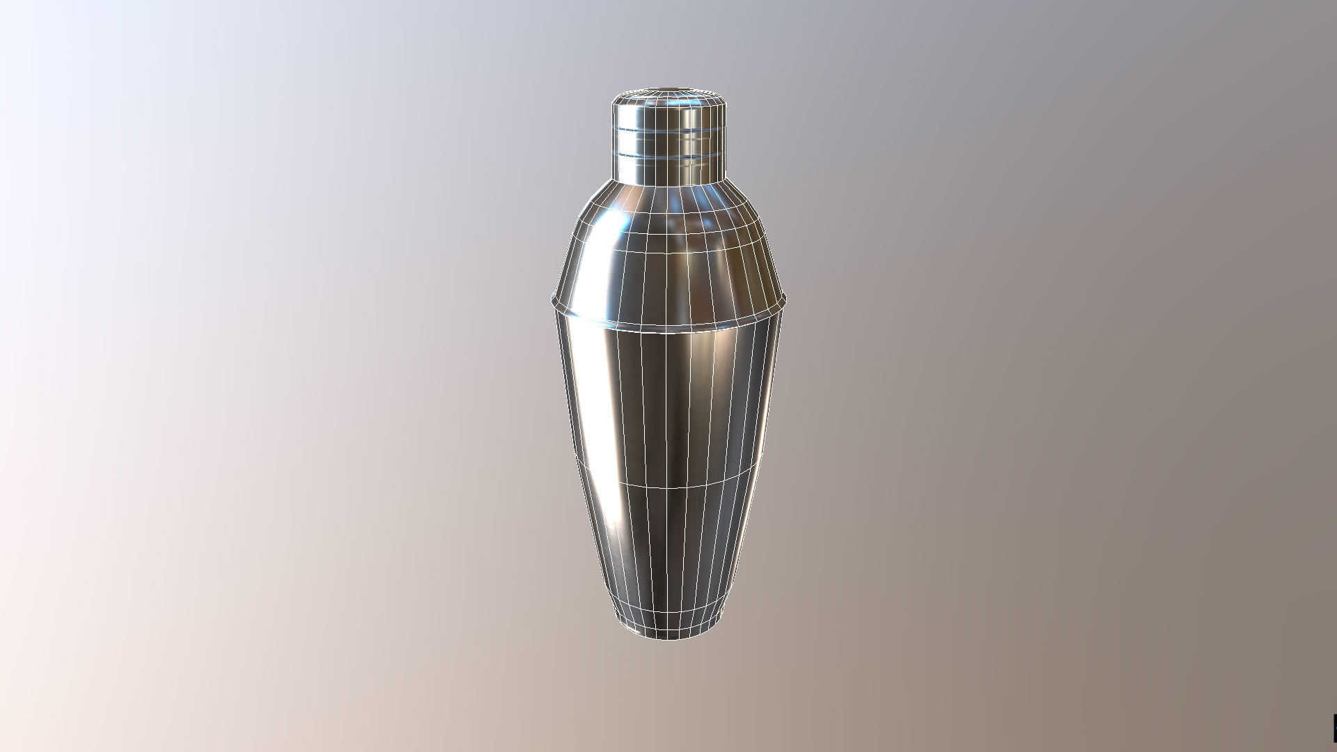 Shaker silver cocktail Low-poly 3D model_13