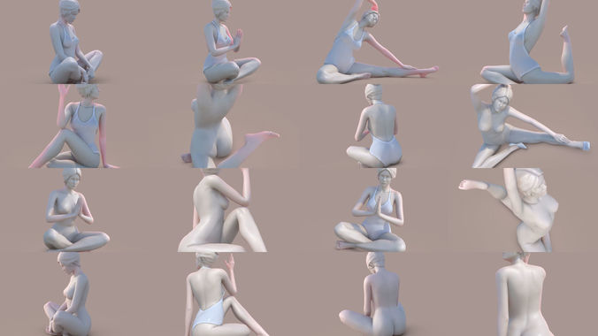 Women Yoga 3D Model Collection