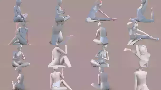 Women Yoga 3D Model Collection