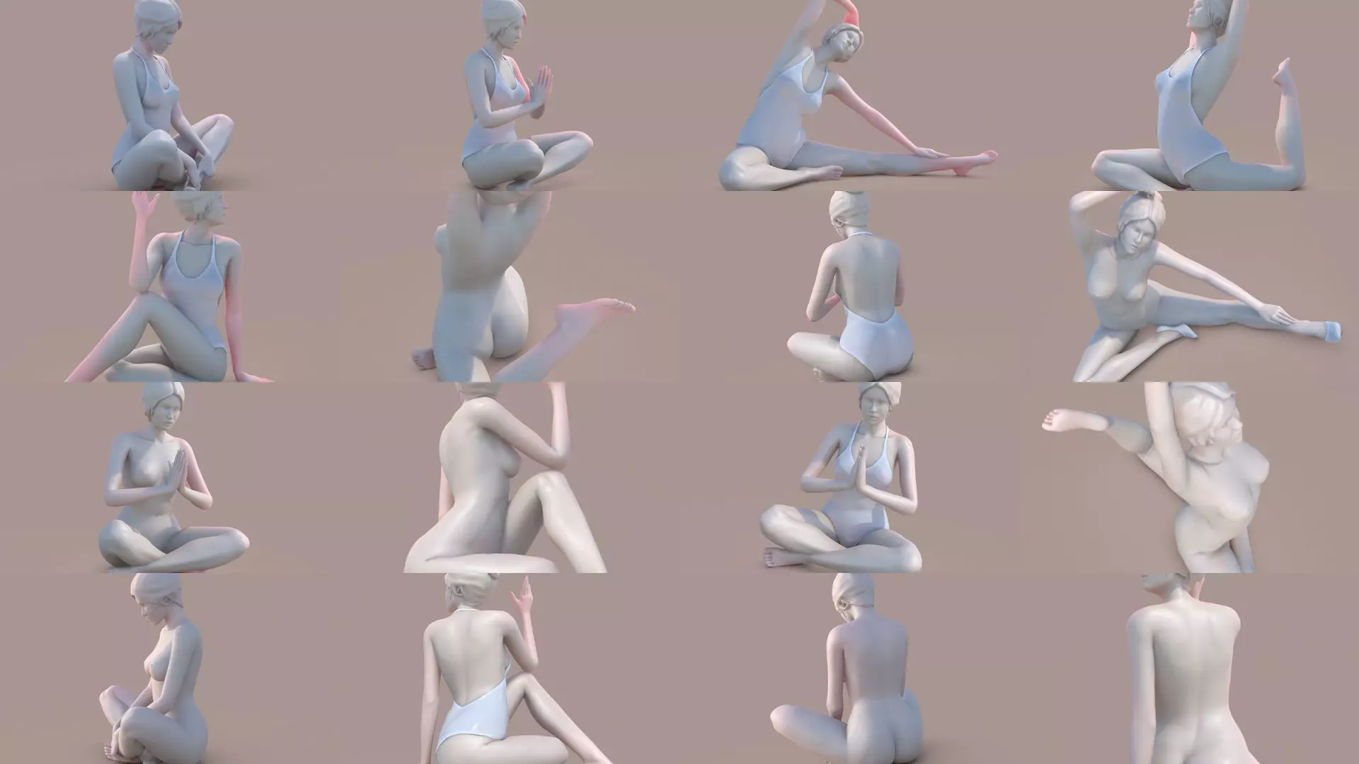 Women Yoga 3D Model Collection_0